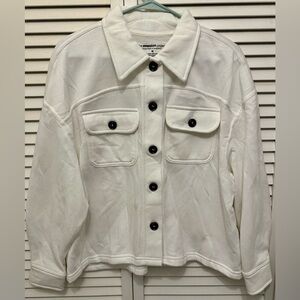 White Button-Up Sweatshirt/Jacket Size M NWT